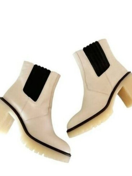 Free People Shoes - Free People James Chelsea Boots White/Bone 39.5 Leather Made In Spain Fall Boots